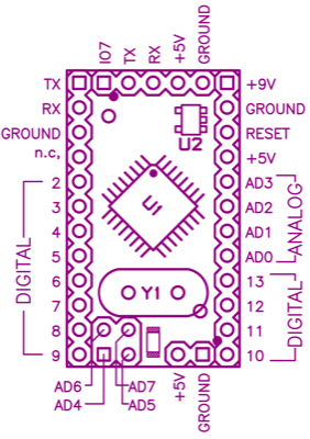 Плата Arduino Mini 03 распиновка 