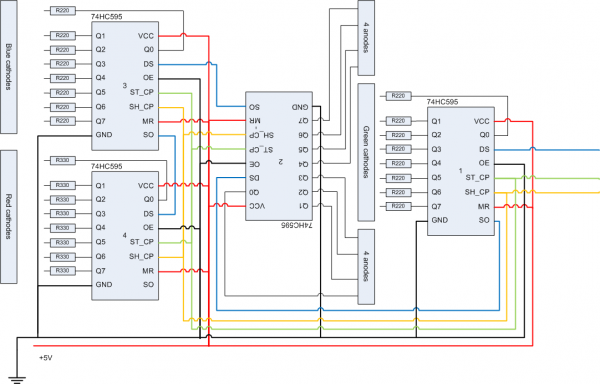 Схема подключения Arduino к светодиодной матрице