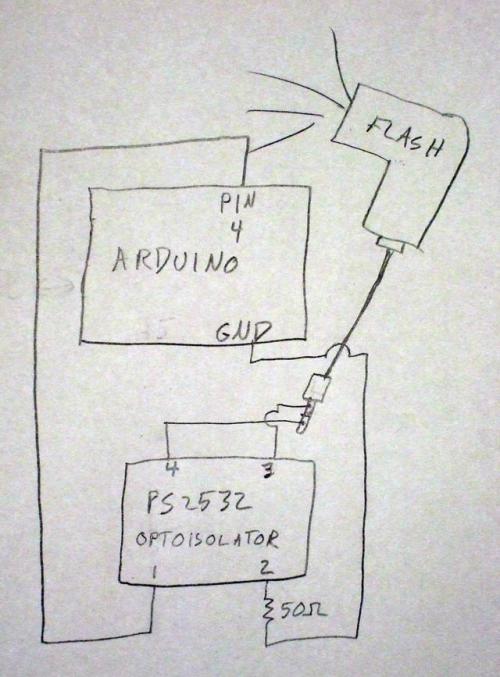 схема подключения вспышки к Arduino