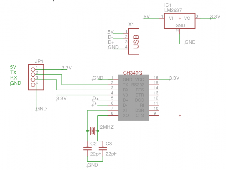 схема usb uart ch340g